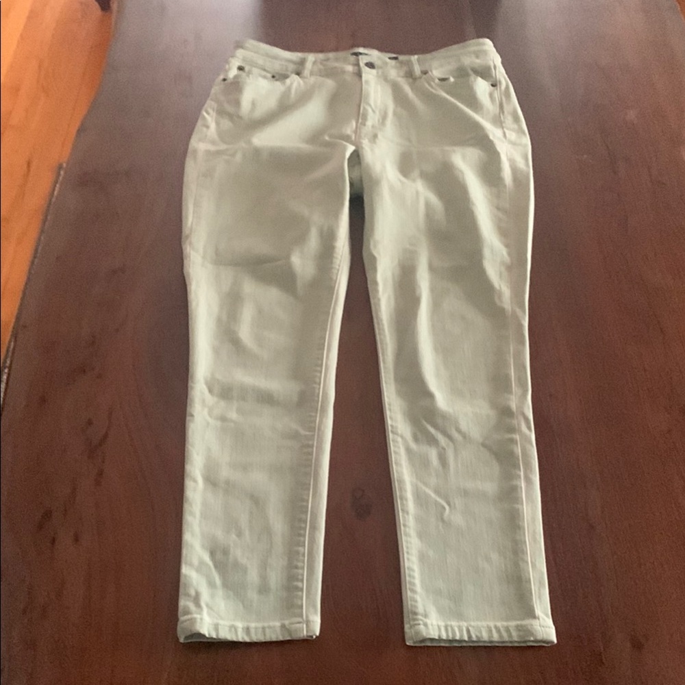 Ralph Lauren High Stretch Sage Green Skinny Denim, Sz 10